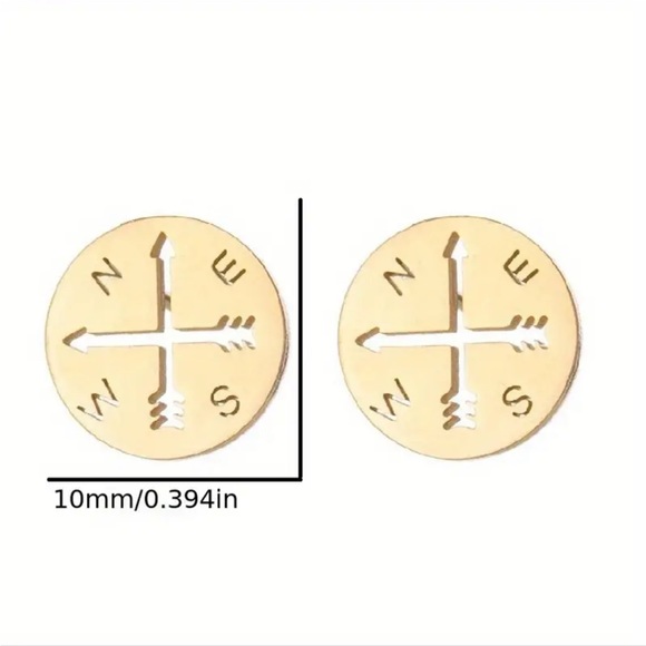 NWT White Gold - Luxury High-grade Compass Earrings Simple Fashion Stylish Cool - Picture 3 of 7